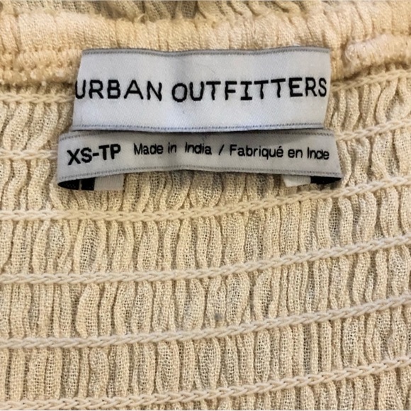 Urban Outfitters Amelia Off The Shoulder Neutral Smocked Midi Maxi Dress - Picture 14 of 15